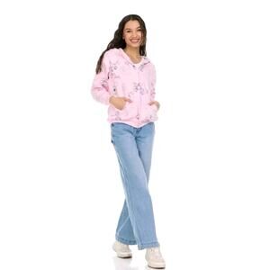 Disney‎ Kidcore Mickey Mouse Pink Embroidered Hoodie Jacket Size XXL Zip